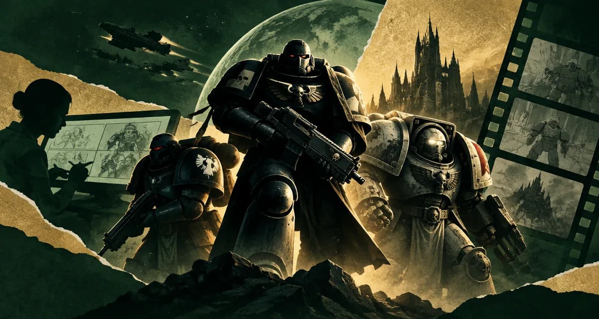 AI-generated editorial illustration about Astartes II Teaser Sets December Warhammer+ Release for Deathwatch Sequel